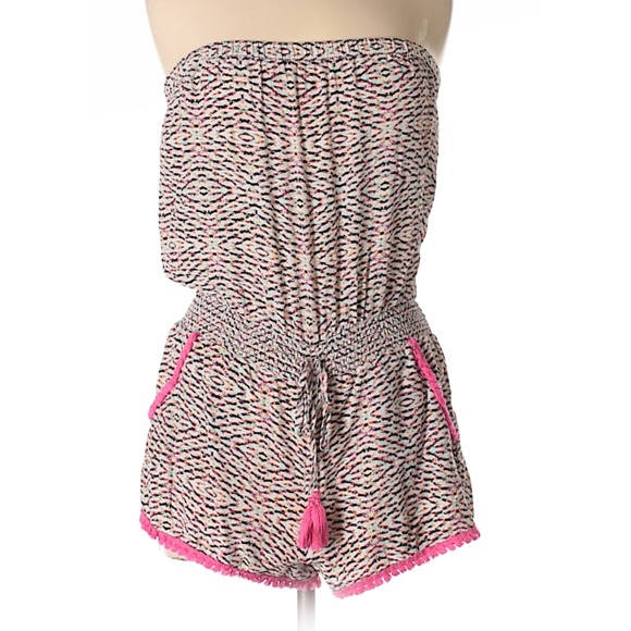 CHARLIE JADE Strapless Silk Printed Romper - Picture 1 of 7